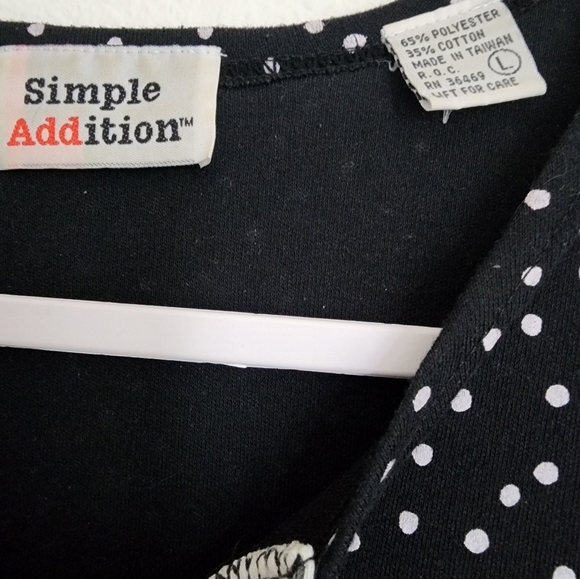 Simple Addition 90's Colorblock Polka Dot Pullover Short Sleeve Top Ladies Sz L - Picture 6 of 7
